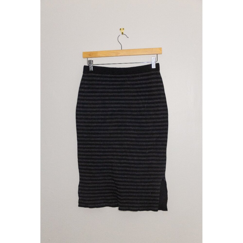 Eileen Fisher black and grey striped knit skirt